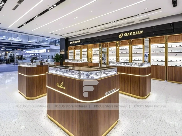 Flagship Walnut Vision Boutique System with Branded Feature Counter