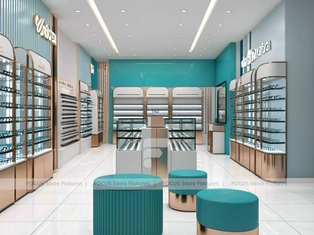Fresh Aqua Vision Boutique Layout with Central Service Counter