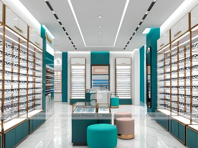 Fresh Aqua Vision Boutique Layout with Central Service Counter