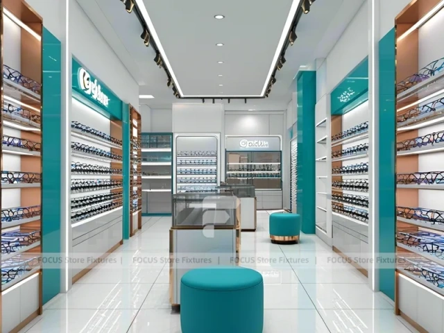Fresh Aqua Vision Boutique Layout with Central Service Counter
