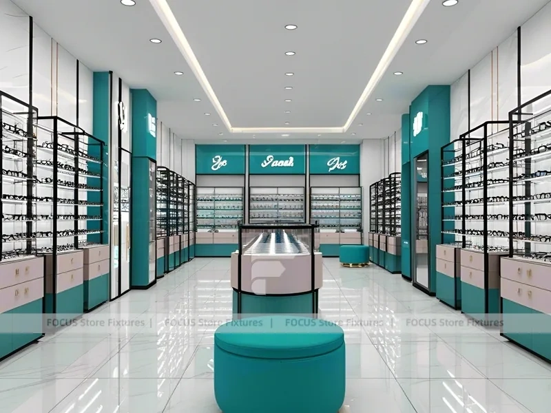 Fresh Aqua Vision Boutique Layout with Central Service Counter