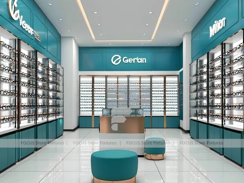 Fresh Aqua Vision Boutique Layout with Central Service Counter