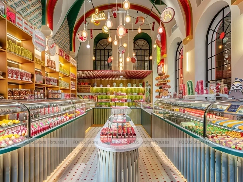Fresh Mint Candy Lounge Interior with Striped Floor Runway