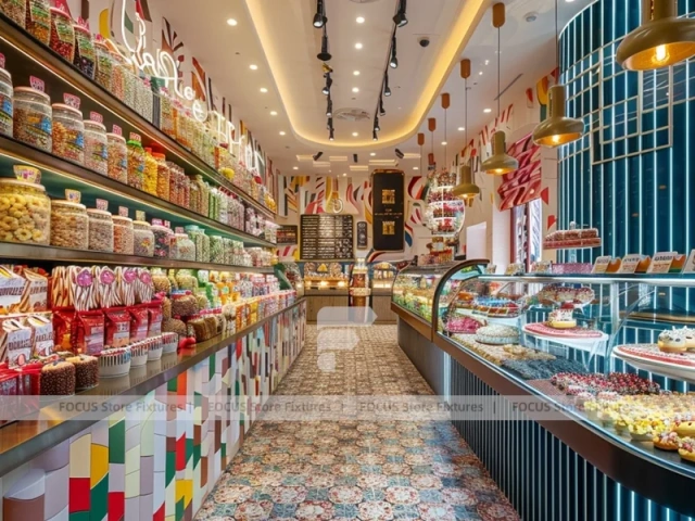 Fresh Mint Candy Lounge Interior with Striped Floor Runway