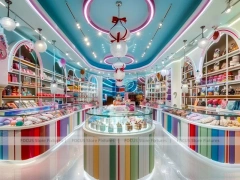 Fresh Mint Candy Showcase Salon with Pastel Boutique Walkway
