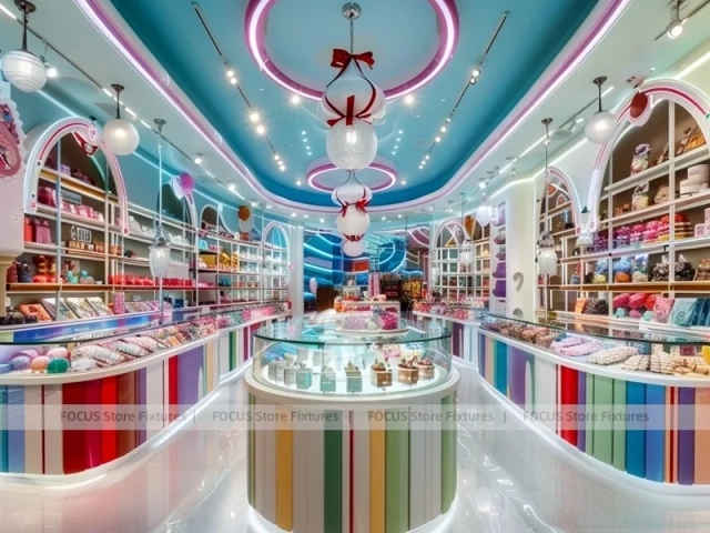 Fresh Mint Candy Showcase Salon with Pastel Boutique Walkway