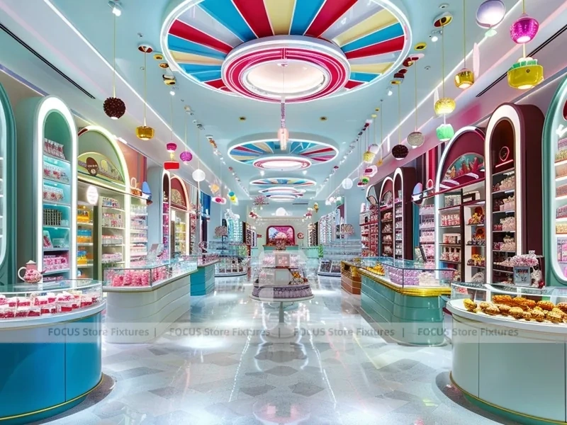 Fresh Mint Candy Showcase Salon with Pastel Boutique Walkway