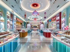 Fresh Mint Candy Showcase Salon with Pastel Boutique Walkway