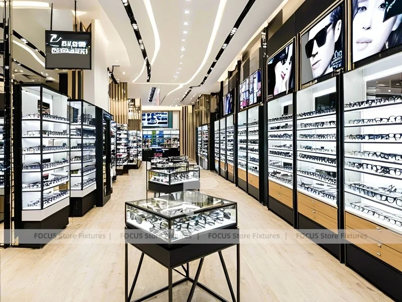 Gallery Black Vision Retail Walkway with Screen-Integrated Side Walls
