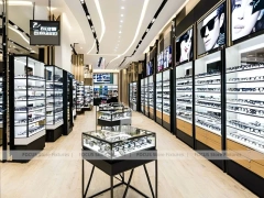 Gallery Black Vision Retail Walkway with Screen-Integrated Side Walls