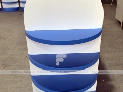 Gloss Blue Sweet Retail Wall Cabinet with Tiered Candy Bin Island