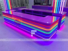 Glow Stripe Sweet Mall Kiosk with Open Merchandising Bay