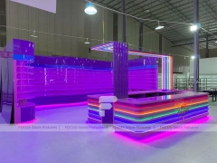 Glow Stripe Sweet Mall Kiosk with Open Merchandising Bay