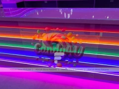 Glow Stripe Sweet Mall Kiosk with Open Merchandising Bay