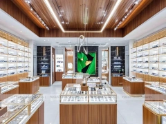 Gold Accent Optical Boutique Layout with Feature Counter Ensemble