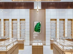 Gold Accent Optical Boutique Layout with Feature Counter Ensemble