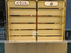 Gold Perfume Display Wall With Base Cabinets