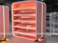 Golden Pastel Pop Candy Shelf Fixture with Rounded Corner Shelves