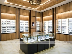 Golden Timber Eyewear Showcase Room with Layered Wall Shelving