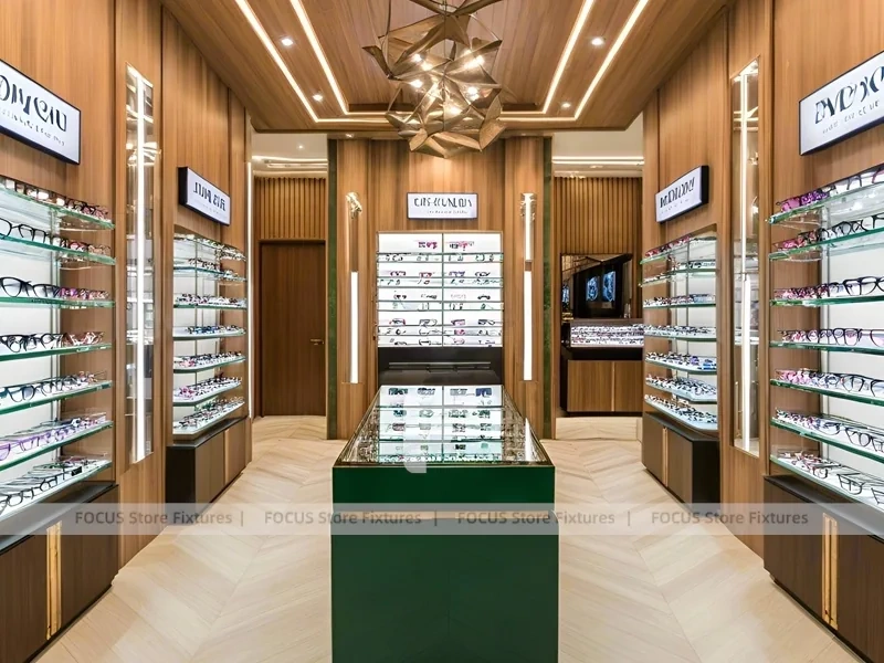 Golden Timber Vision Boutique Corridor with Layered Wall Shelving