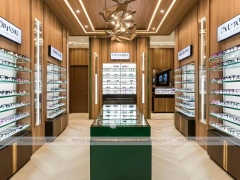 Golden Timber Vision Boutique Corridor with Layered Wall Shelving