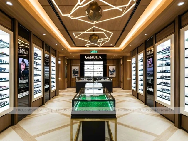 Golden Timber Vision Boutique Corridor with Layered Wall Shelving