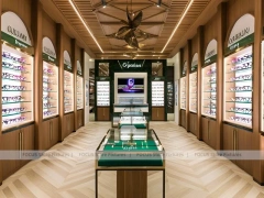 Golden Timber Vision Boutique Corridor with Layered Wall Shelving