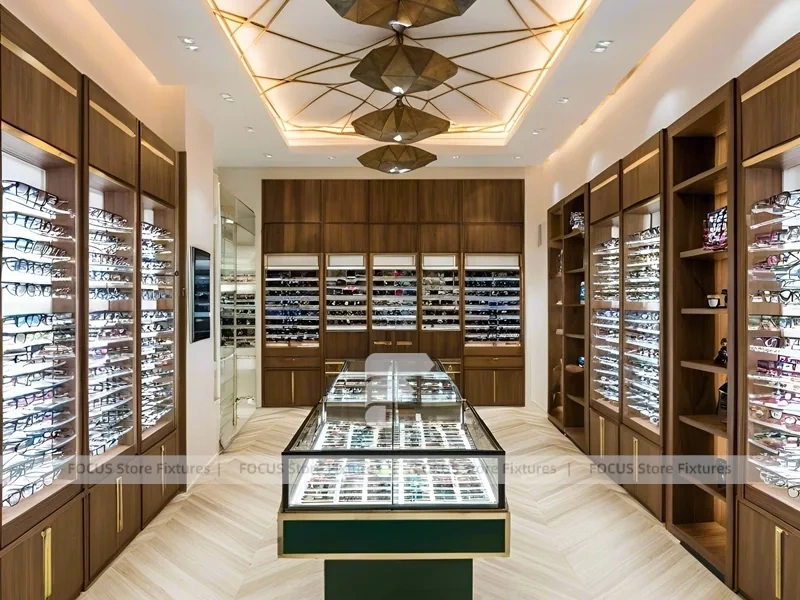Golden Timber Vision Boutique Corridor with Layered Wall Shelving