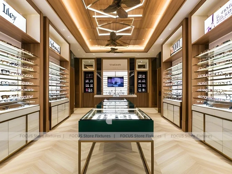 Golden Timber Vision Boutique Corridor with Layered Wall Shelving