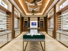 Golden Timber Vision Boutique Corridor with Layered Wall Shelving