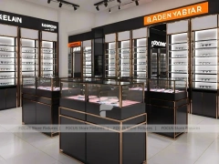 Graphite Copper Vision Store Display with Elevated Glass Islands