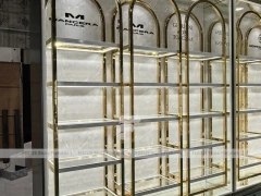Illuminated Perfume Cabinet With Gold Floral Side Panels