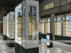 Illuminated Perfume Cabinet With Gold Floral Side Panels