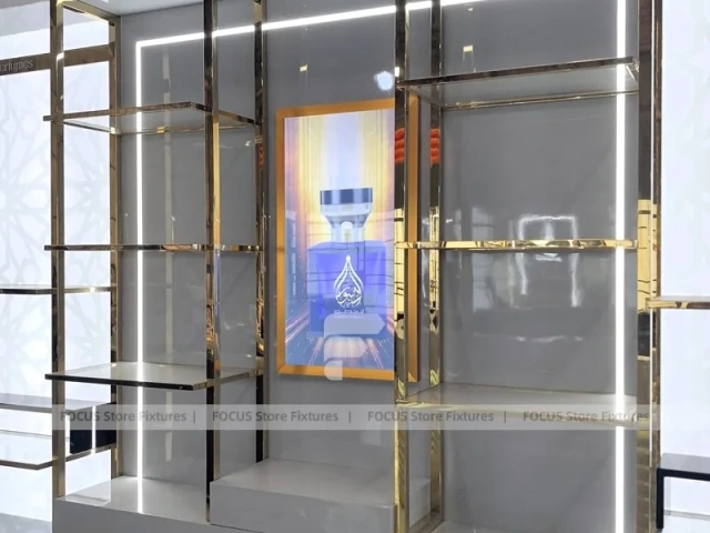 Illuminated Perfume Showcase Wall With Digital Lightboxes