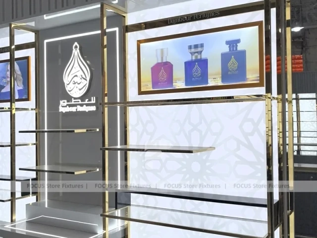Illuminated Perfume Showcase Wall With Digital Lightboxes