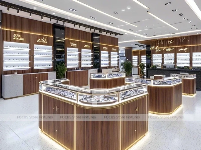 Linear Walnut Eyewear Retail Gallery for Premium Eyewear Boutique