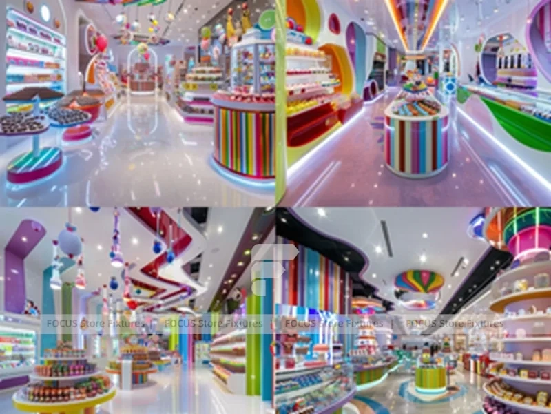 Lollipop Pop Sweet Retail Space with Tiered Candy Islands