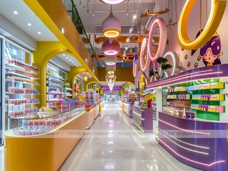 Lollipop Pop Sweet Retail Space with Tiered Candy Islands