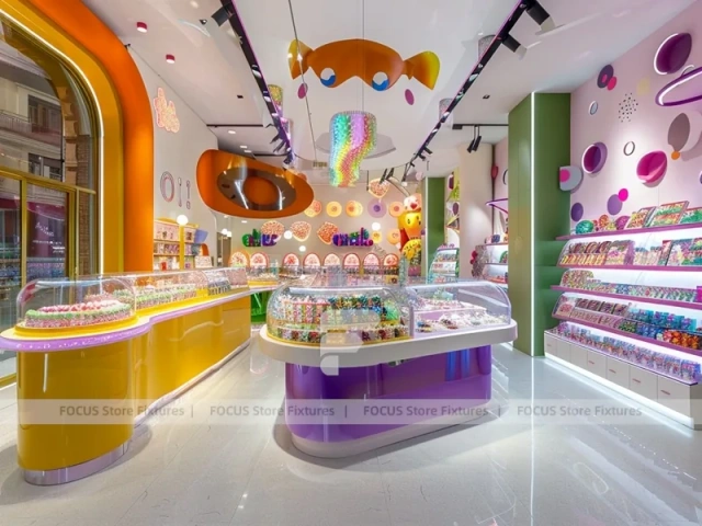 Lollipop Pop Sweet Retail Space with Tiered Candy Islands