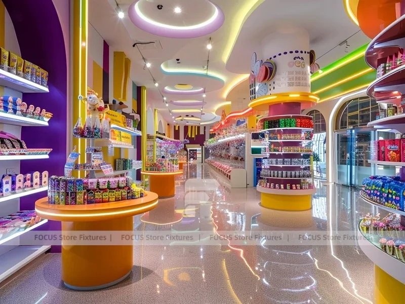 Lollipop Pop Sweet Retail Space with Tiered Candy Islands