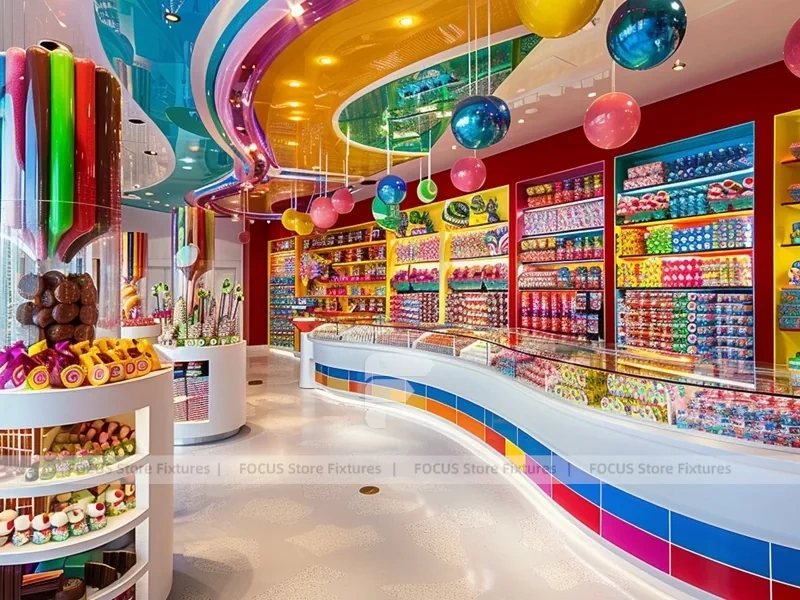 Lollipop Pop with Tiered Candy Islands Sweet Retail Space