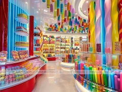 Lollipop Pop with Tiered Candy Islands Sweet Retail Space
