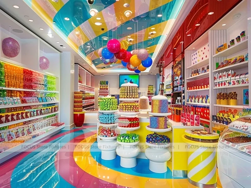 Lollipop Pop with Tiered Candy Islands Sweet Retail Space