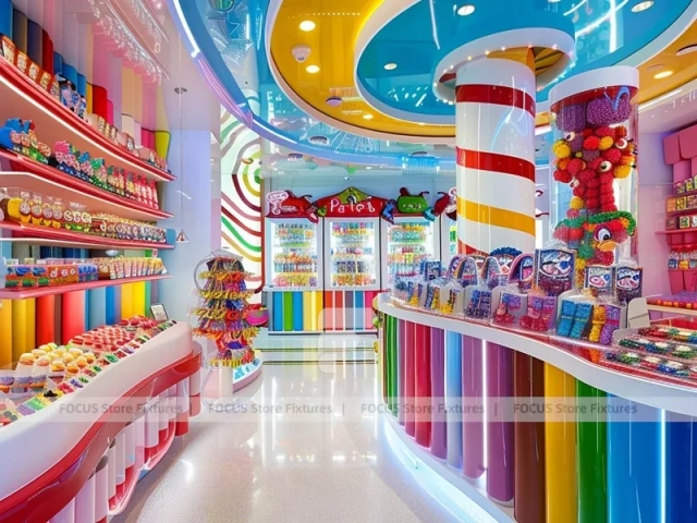 Lollipop Pop with Tiered Candy Islands Sweet Retail Space