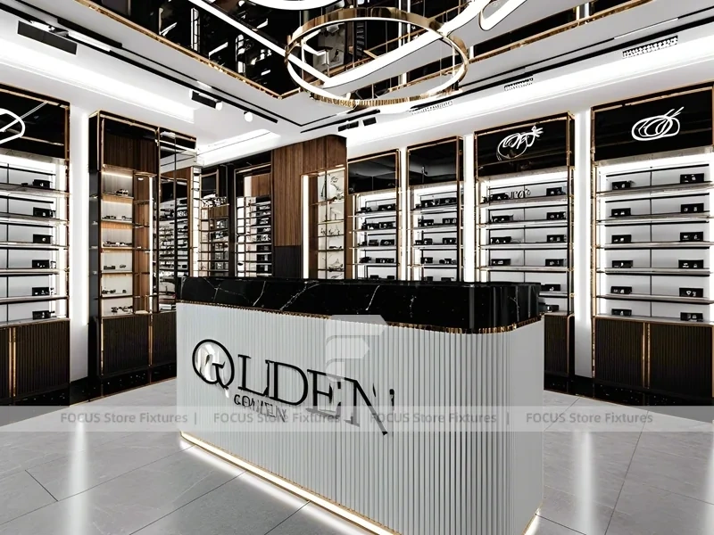Luxury Consultation Vision Retail Studio with Poster-Lit Display Wall