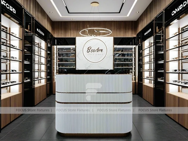 Luxury Consultation Vision Retail Studio with Poster-Lit Display Wall