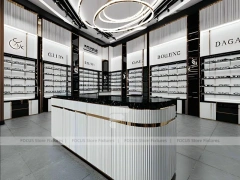 Luxury Consultation Vision Retail Studio with Poster-Lit Display Wall