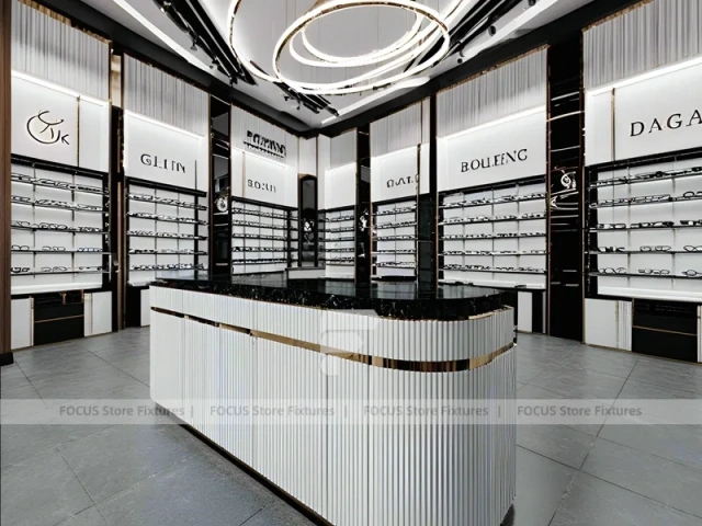 Luxury Consultation Vision Retail Studio with Poster-Lit Display Wall