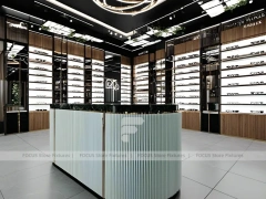 Luxury Consultation Vision Retail Studio with Poster-Lit Display Wall