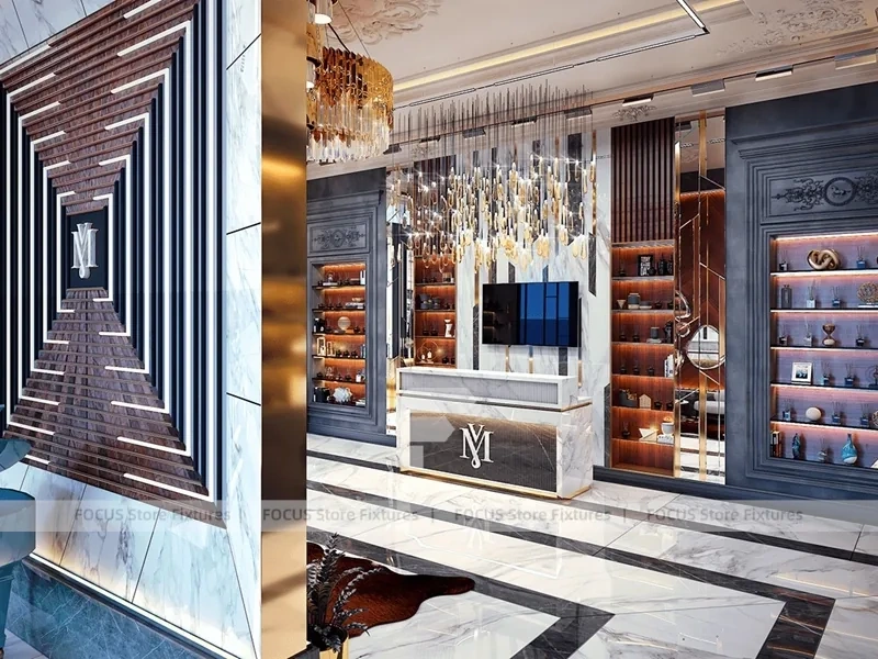 Luxury Dark Wood Perfume Flagship Boutique